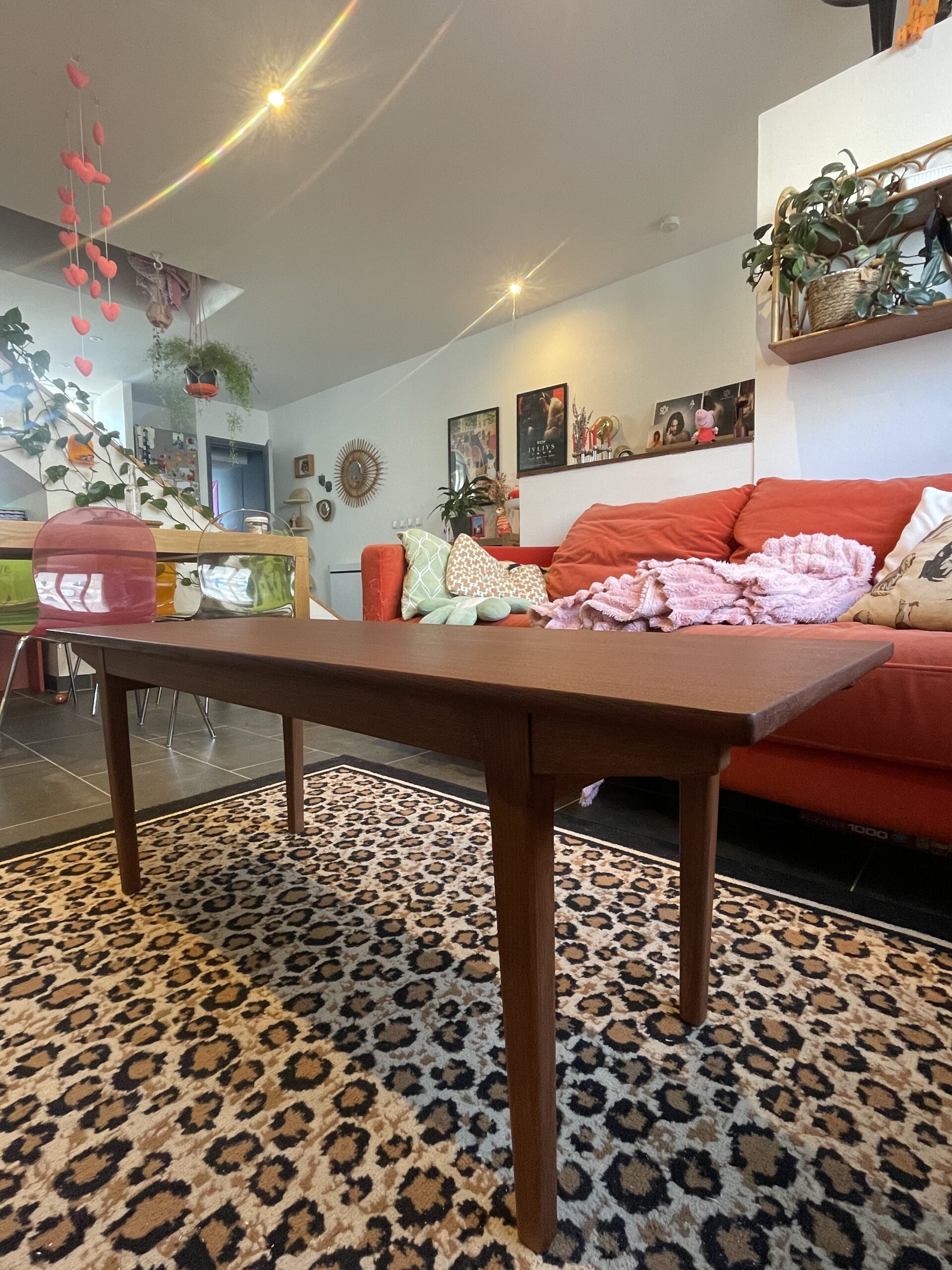 Table basse scandinave années 60/70 en acajou et hêtre – Image 3