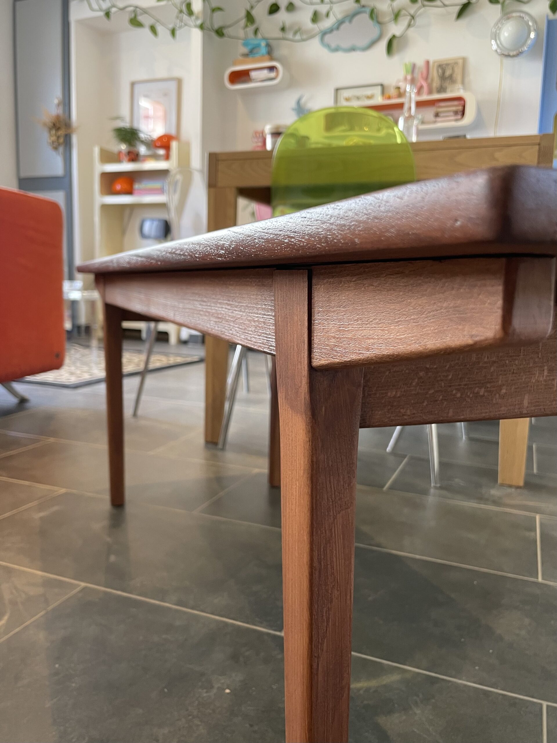 Table basse scandinave années 60/70 en acajou et hêtre – Image 4