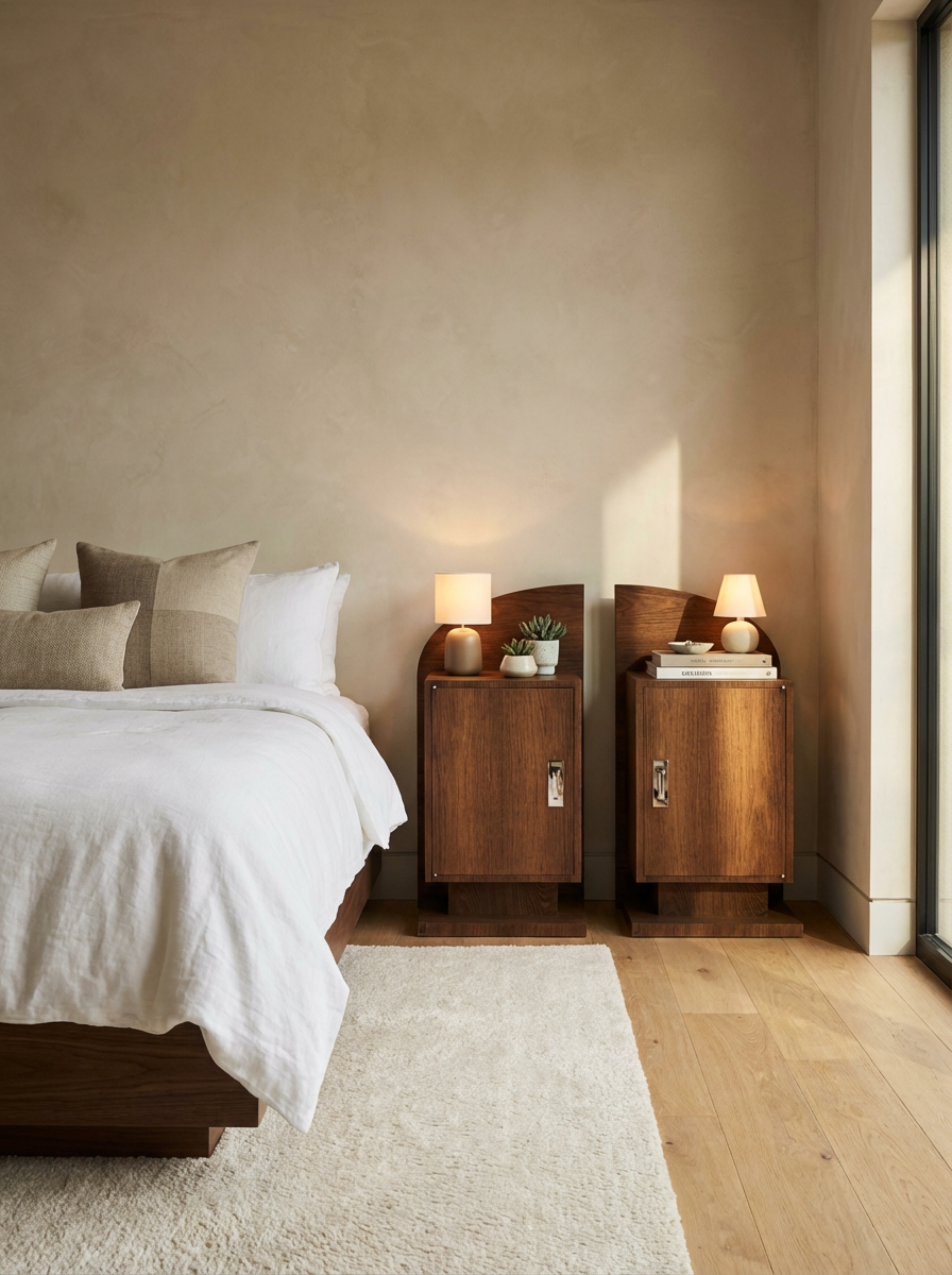 Paire de chevet Art Déco années 40 en noyer